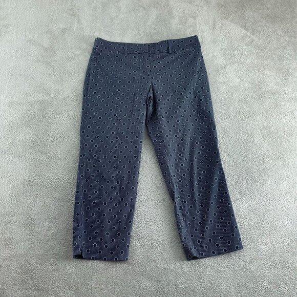 Ann Taylor Factory Womens Navy Polka Dot Ankle Pants Size 14 Cotton Blend 3049 - Picture 1 of 10